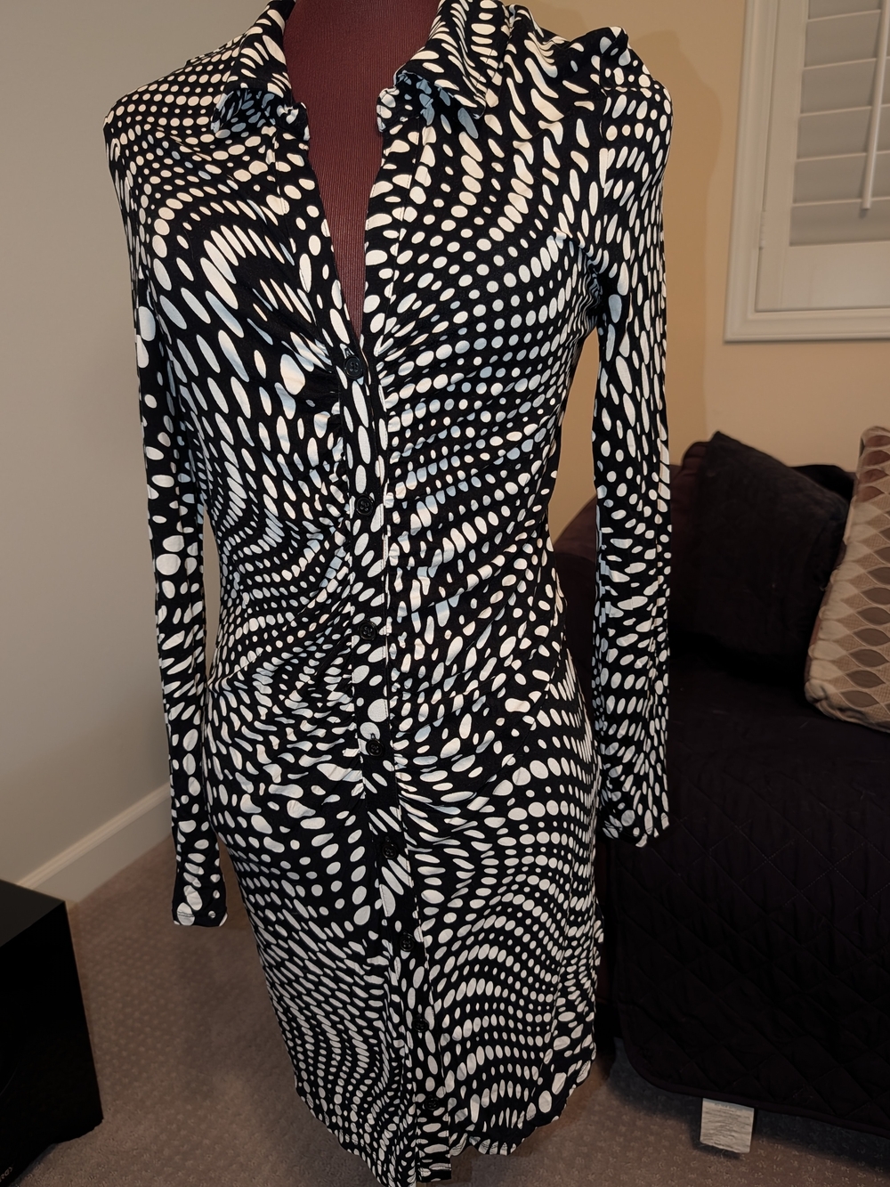 Black & White Dot-Print Shirt Dress - Sanctuary